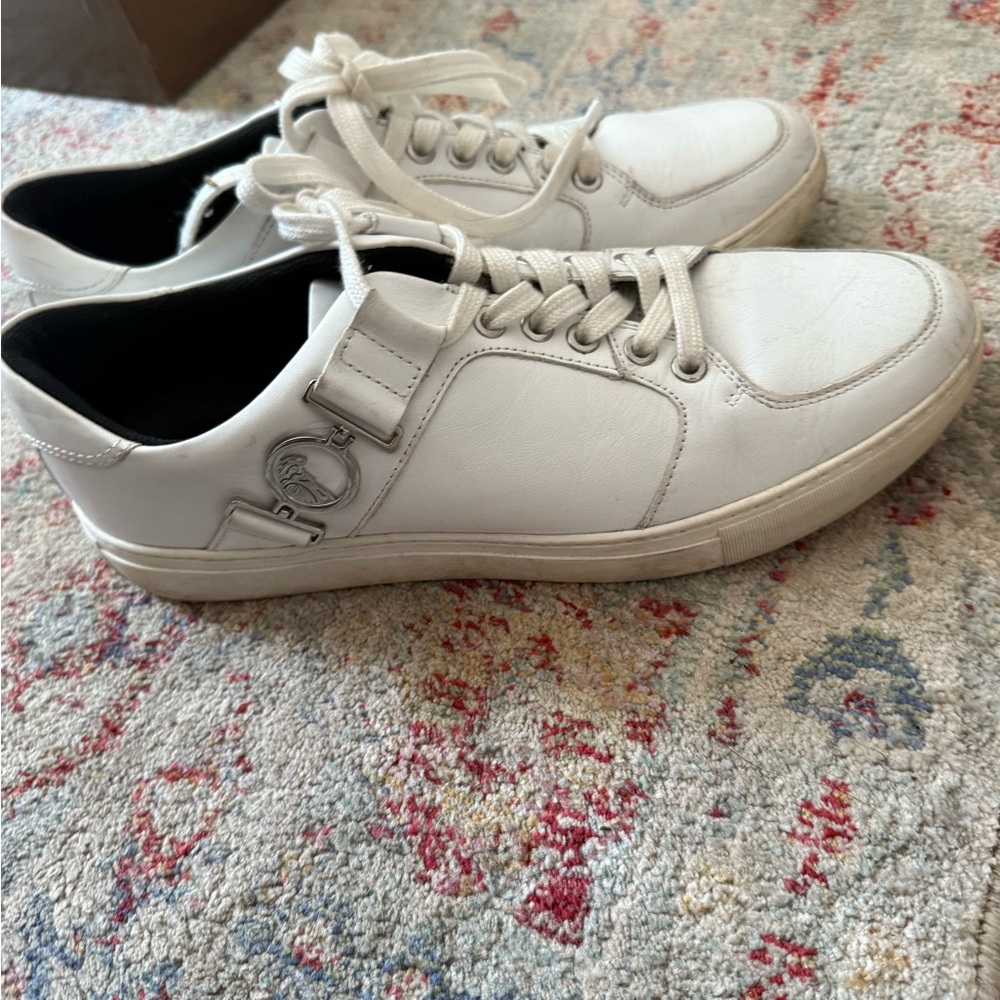 White Leather Versace Collection Men's Shoes / sneakers